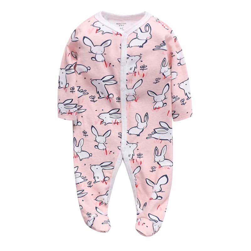 Footed Romper - Pink Bunnies